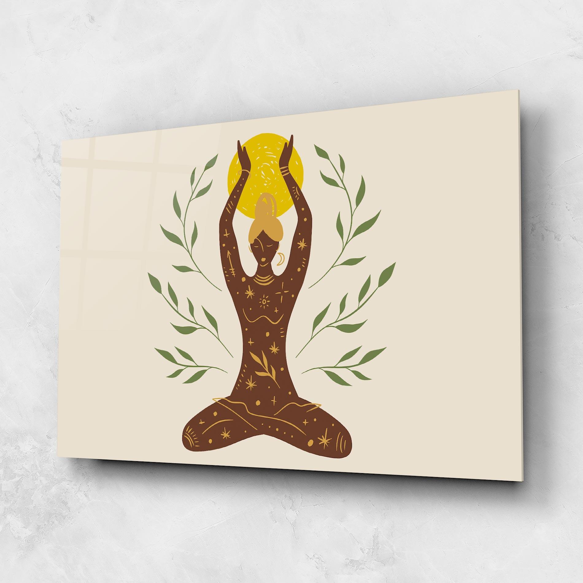 Tablou Sticla Moon Girl Yoga mockup 1