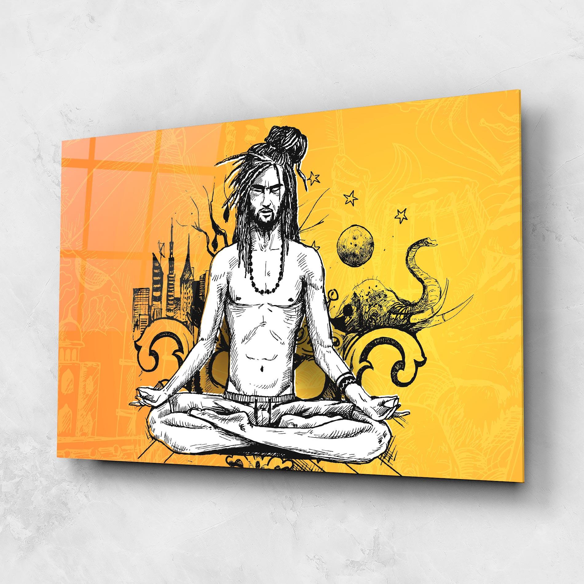 Tablou Sticla Orange Meditation mockup 1
