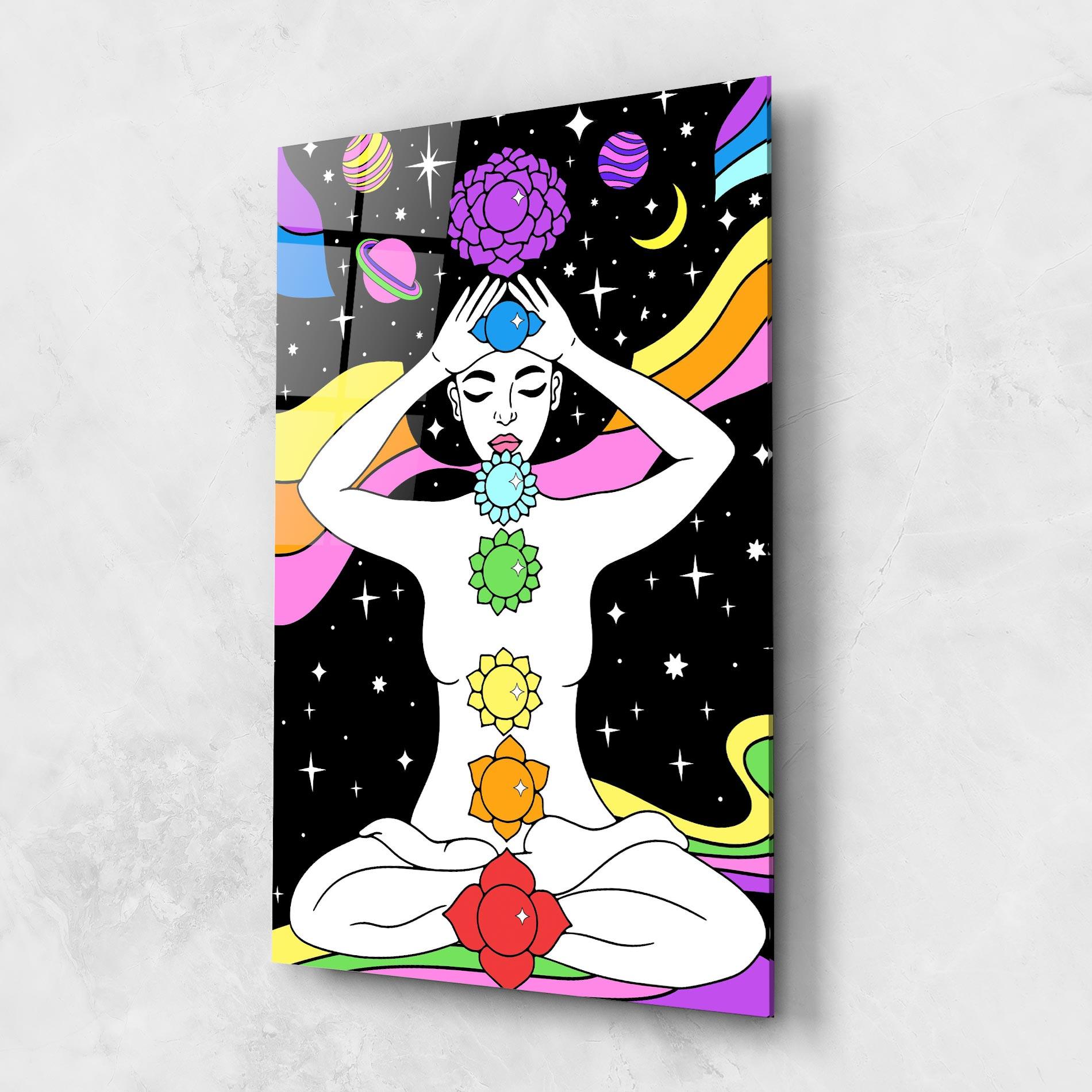 Tablou Sticla Chakras Meditation mockup 1