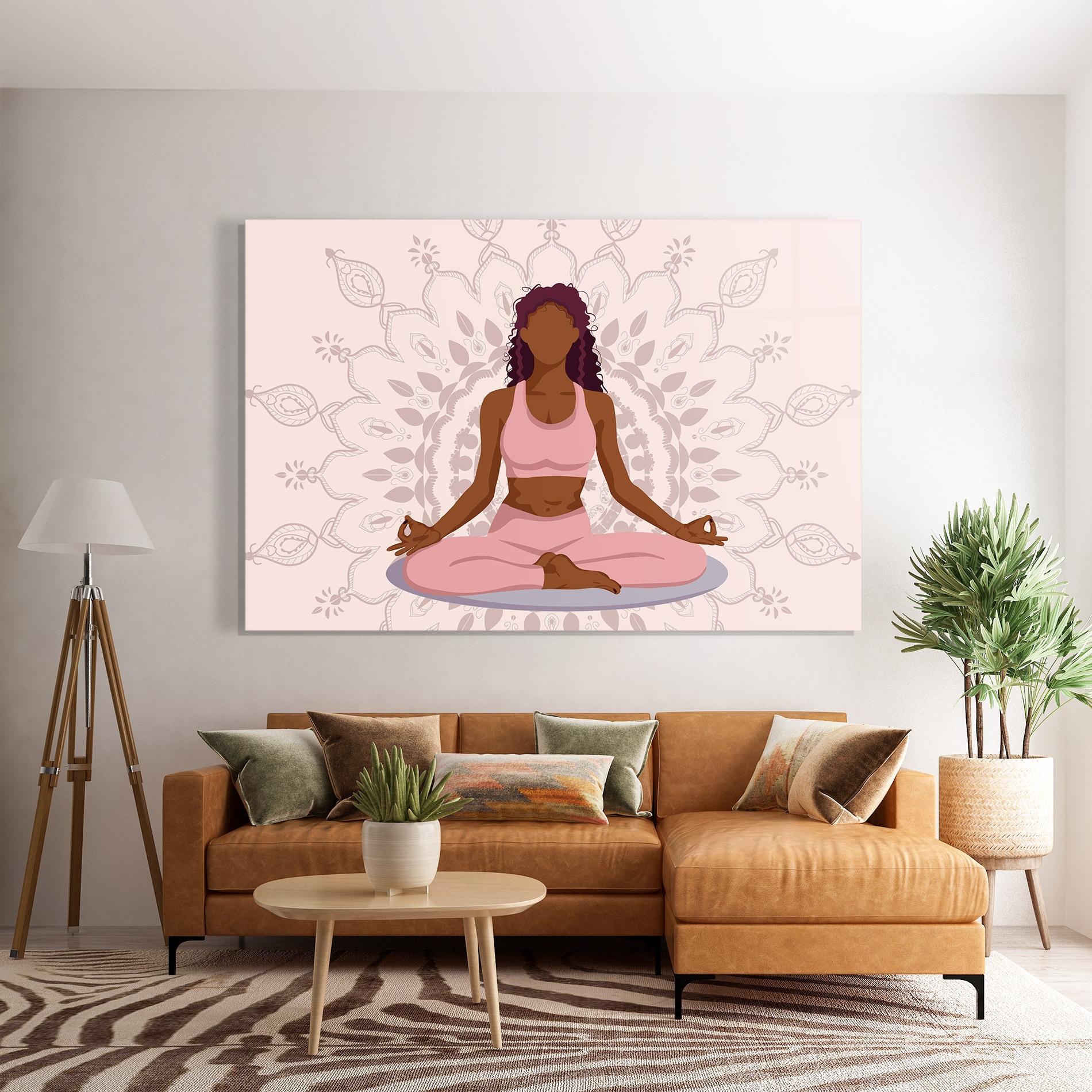 Tablou Sticla Lotus Position mockup 7