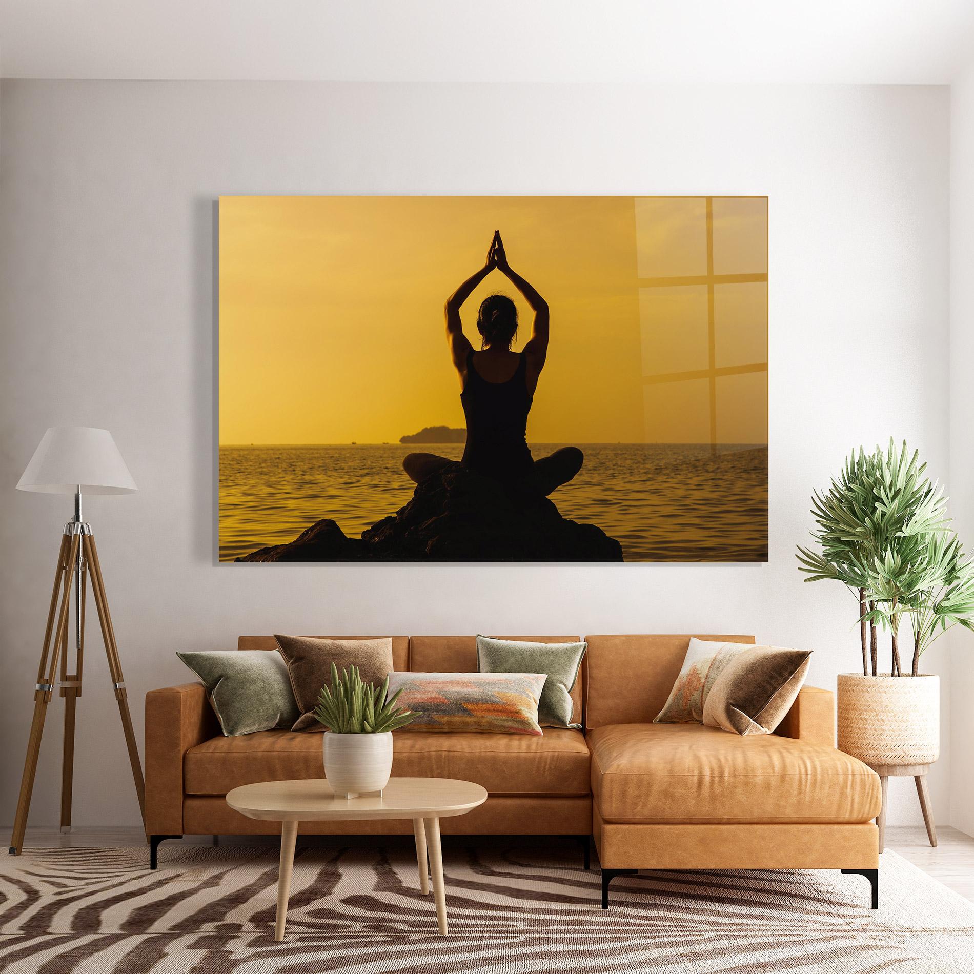 Tablou Sticla Meditation On Sunset mockup 7