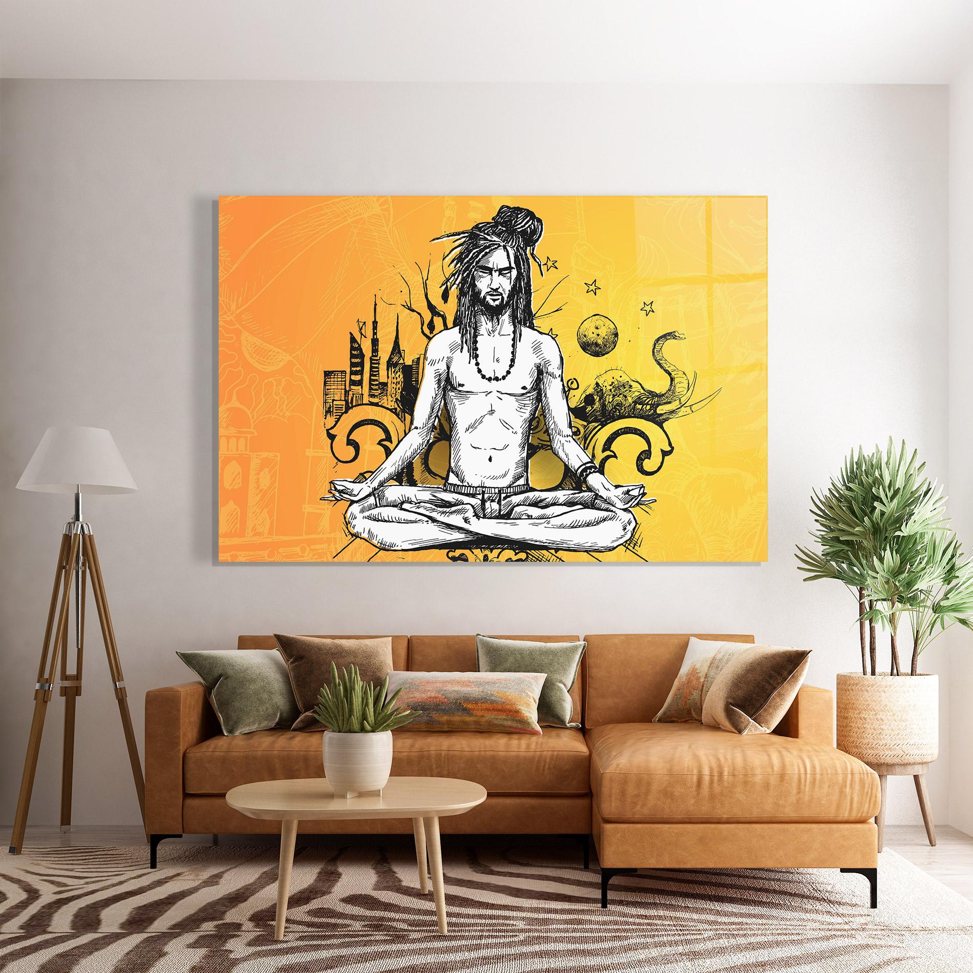 Tablou Sticla Orange Meditation mockup 7