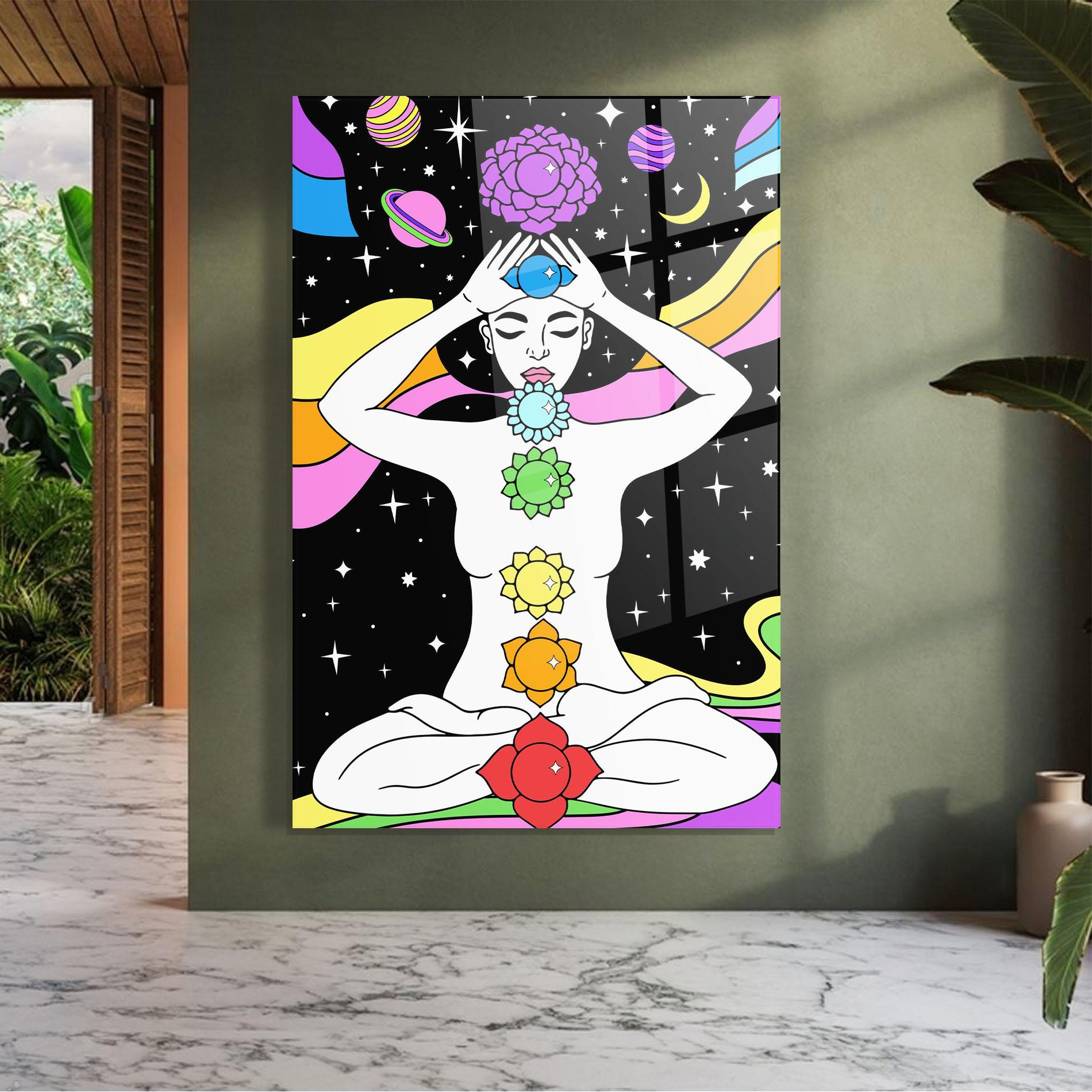 Tablou Sticla Chakras Meditation mockup 7