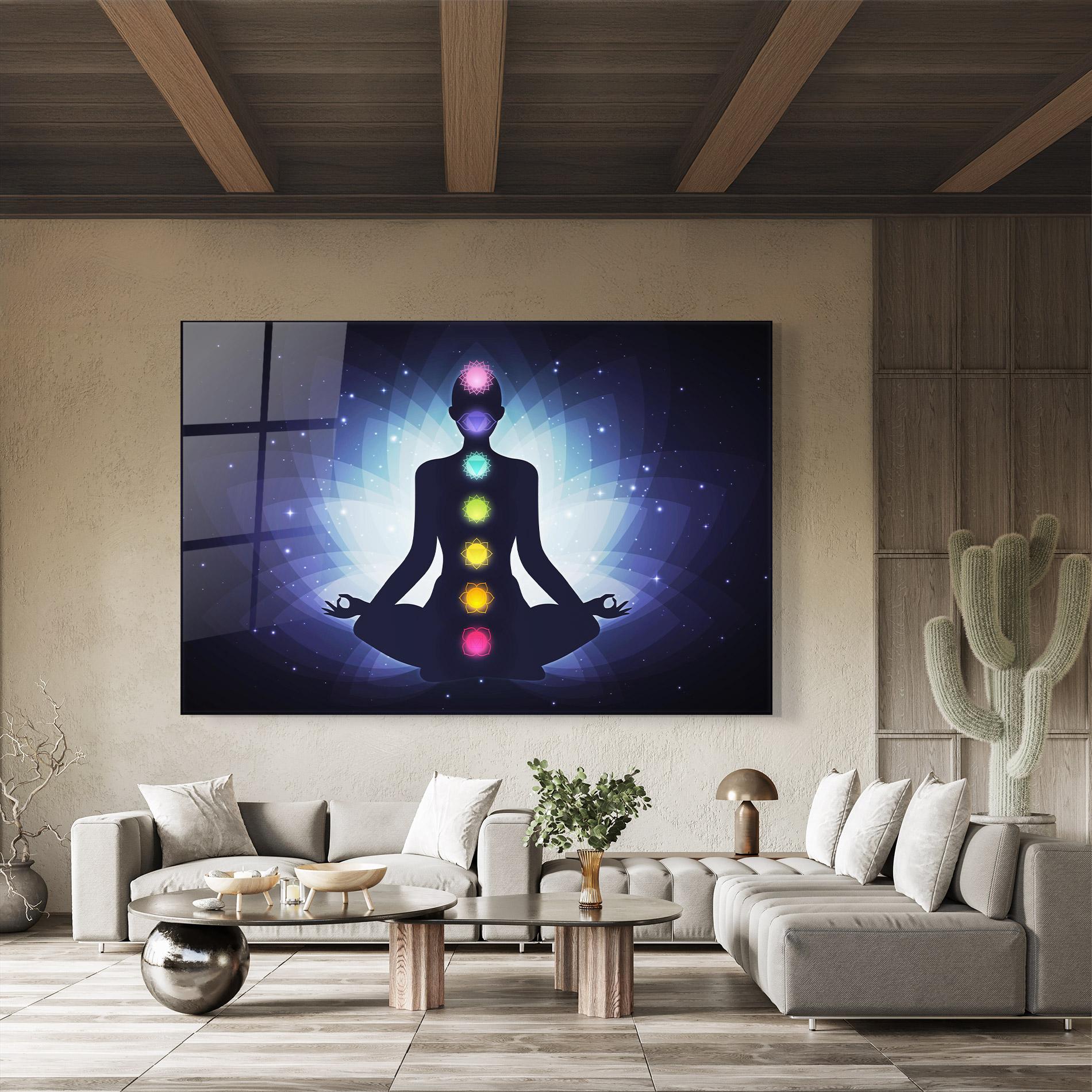 Tablou Sticla Flower Meditation mockup 8