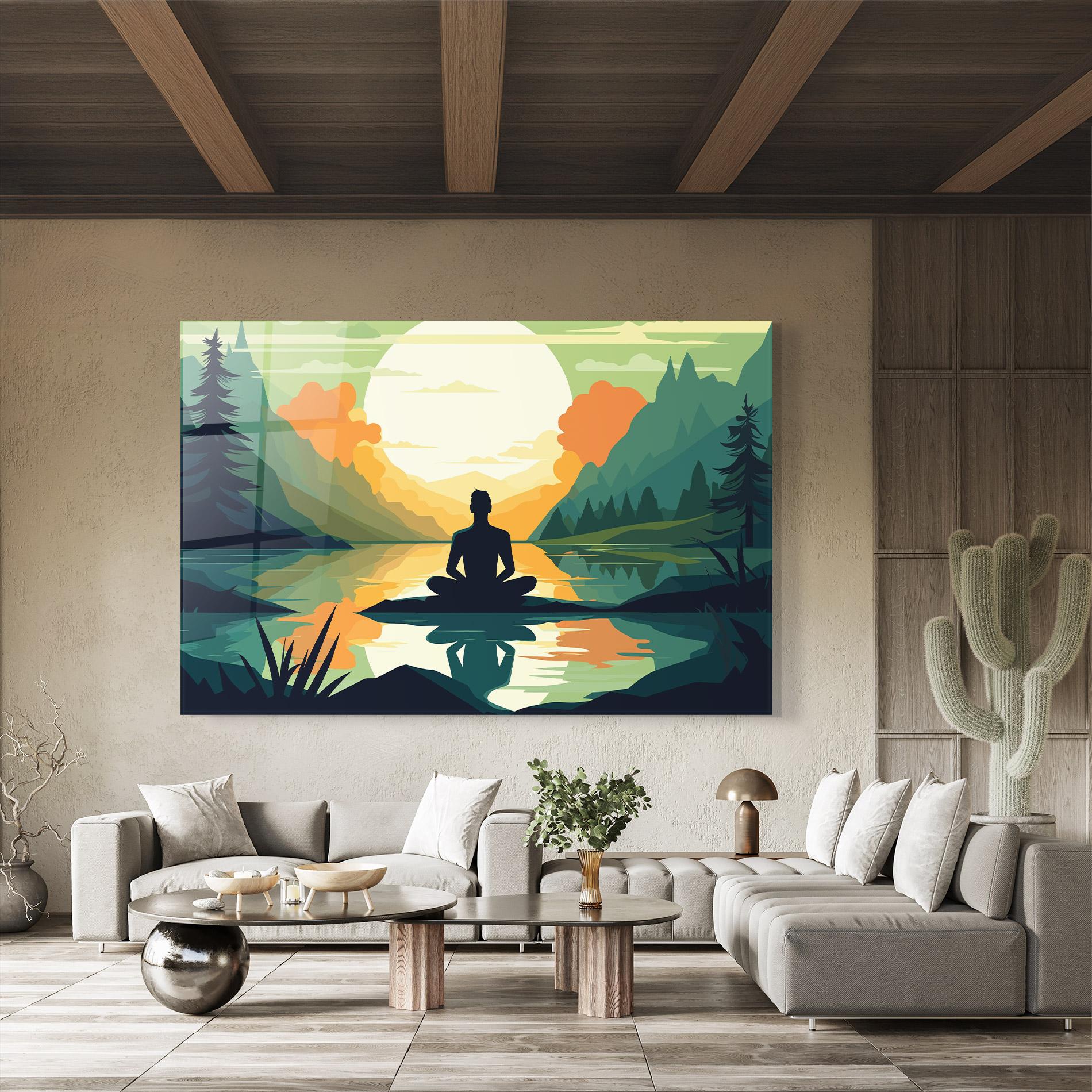 Tablou Sticla Forest Yoga mockup 8