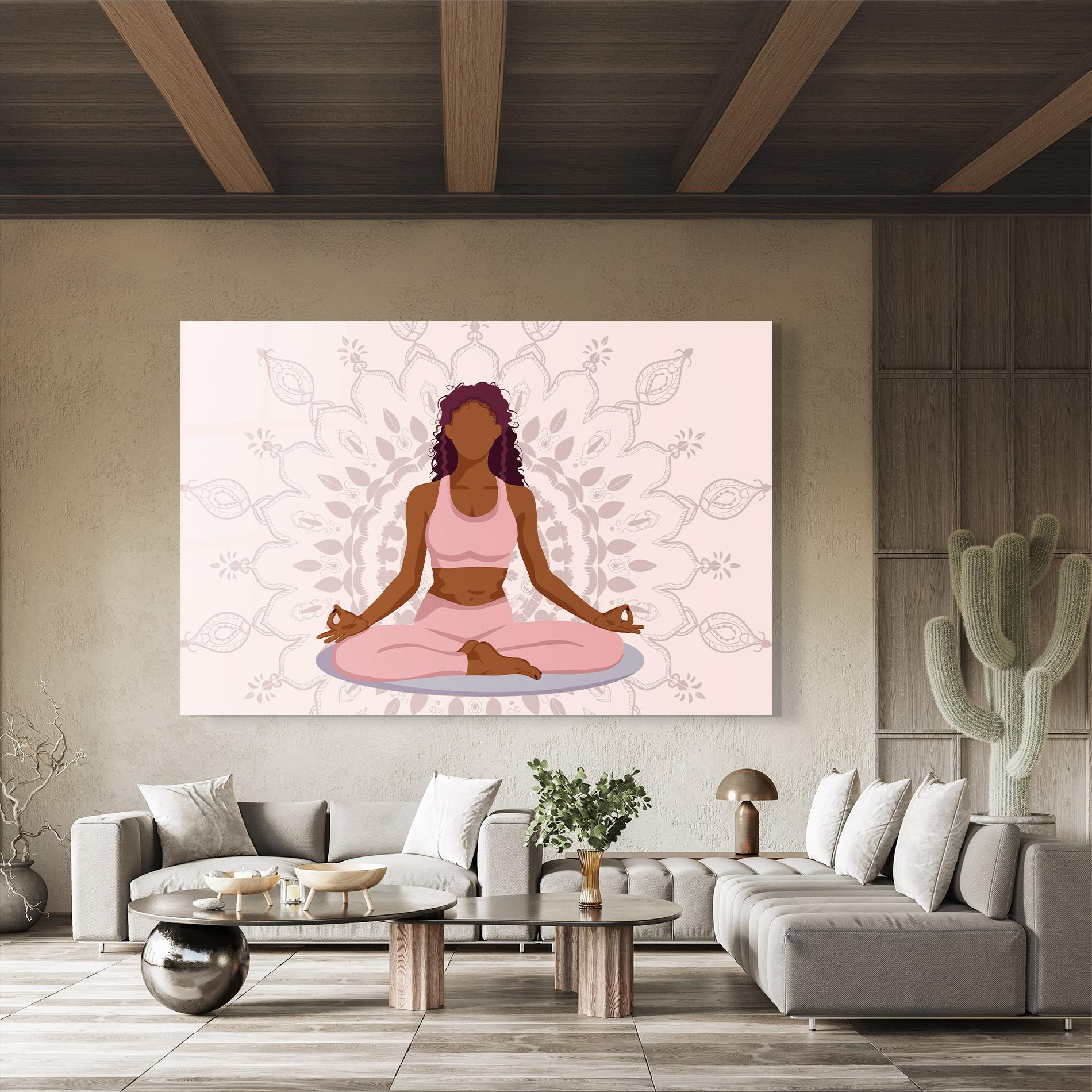 Tablou Sticla Lotus Position mockup 8